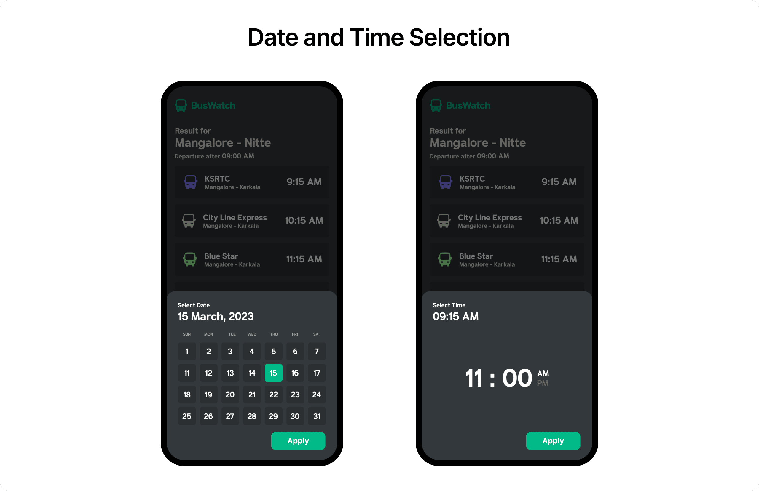 BusWatch App Screens - Set 1